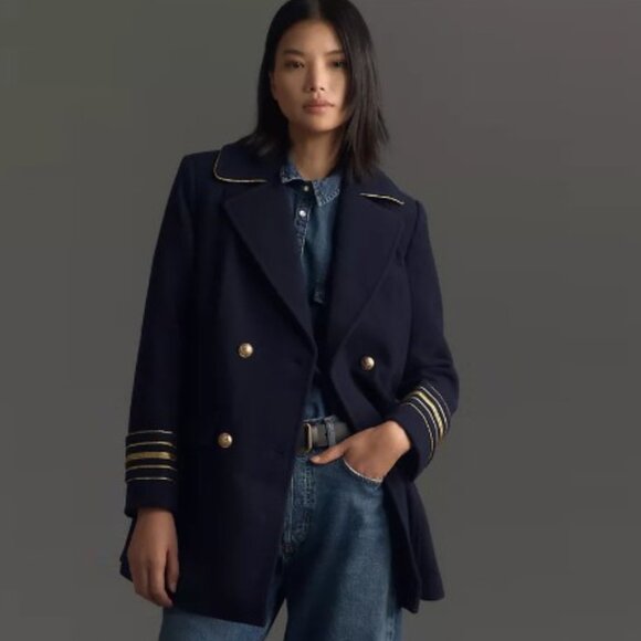 ANTHROPOLOGIE - Maeve Military Navy Peacoat BNWT - SIZE M - Picture 7 of 12